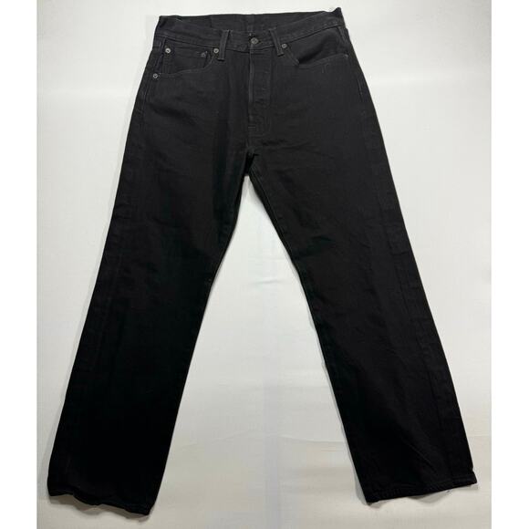 Levi's 501 Men's Straight Leg Button Fly Black Denim Jeans - Size 32x30 (31x28) - Picture 1 of 6